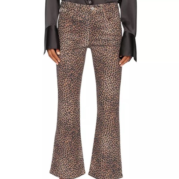 FRAME le Crop Mini Coated Bootcut Jeans in Leopard NEW - Picture 1 of 4